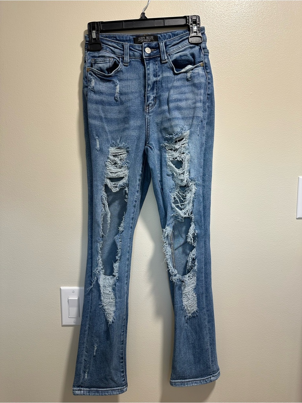 Women’s Judy Blue Ultra Distressed Light Blue High Rise Straight Leg Jeans